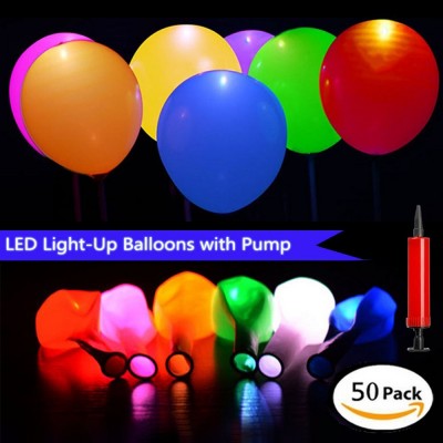 HogarTech LED Light Balloons Glow Party Balloon with Flash Lights Mixed Color Blinking Light Up Balloons Bonus with Balloon PUMP for Parties, Birthday